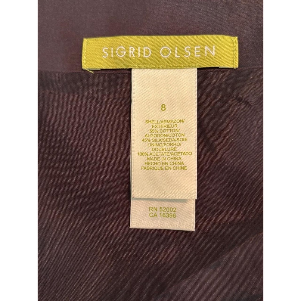 Sigrid Olsen Charcoal Pleated A Line Skirt Flared Cotton Silk Sz 8 Classic Chic - Picture 5 of 13